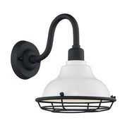 Nuvo Lighting Newbridge 1-Light 9.75in Wall Sconce | Farmhouse Gloss White and Textured Black | Indoor & Covered Patio | 9.75 x 12.38 in | Model 60-7021