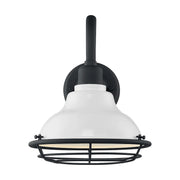 Nuvo Lighting Newbridge 1-Light 9.75in Wall Sconce | Farmhouse Gloss White and Textured Black | Indoor & Covered Patio | 9.75 x 12.38 in | Model 60-7021