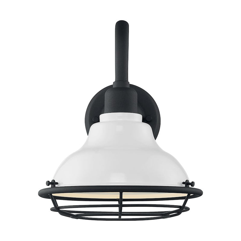 Nuvo Lighting Newbridge 1-Light 9.75in Wall Sconce | Farmhouse Gloss White and Textured Black | Indoor & Covered Patio | 9.75 x 12.38 in | Model 60-7021