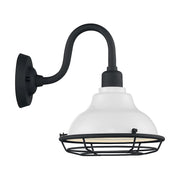 Nuvo Lighting Newbridge 1-Light 9.75in Wall Sconce | Farmhouse Gloss White and Textured Black | Indoor & Covered Patio | 9.75 x 12.38 in | Model 60-7021