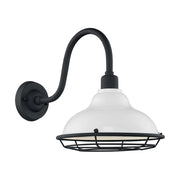 Nuvo Lighting Newbridge 12in 1-Light Wall Sconce | Farmhouse Gloss White and Textured Black | Indoor & Covered Patio | 12 x 14.13 x 8 in | Model 60-7022