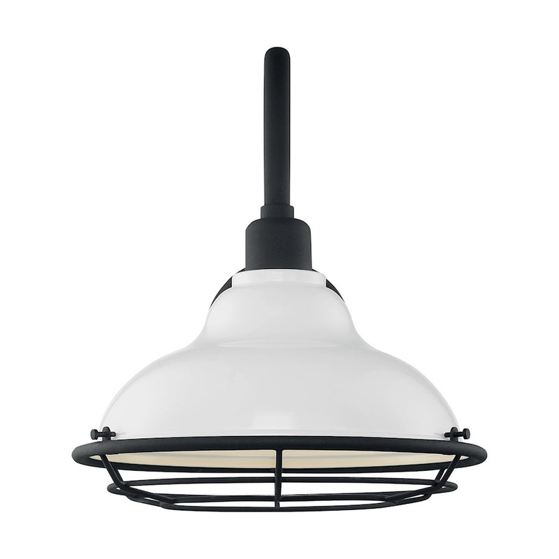 Nuvo Lighting Newbridge 12in 1-Light Wall Sconce | Farmhouse Gloss White and Textured Black | Indoor & Covered Patio | 12 x 14.13 x 8 in | Model 60-7022