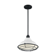 Nuvo Lighting Newbridge 12in 1-Light Pendant | Farmhouse Gloss White and Black Accents | Kitchen Island & Dining Room | 12 x 12 x 8.75 in | Model 60-7024