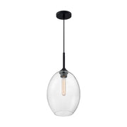 Nuvo Lighting Aria 10in 1-Light Pendant | Transitional Matte Black and Clear Seeded Glass | Kitchen Island & Dining Room | 9.63 x 9.63 x | Model 60-7027
