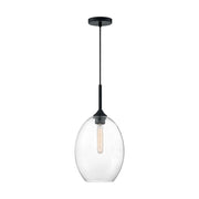 Nuvo Lighting Aria 10in 1-Light Pendant | Transitional Matte Black and Clear Seeded Glass | Kitchen Island & Dining Room | 9.63 x 9.63 x | Model 60-7027