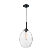 Nuvo Lighting Aria 10in 1-Light Pendant | Transitional Matte Black and Clear Seeded Glass | Kitchen Island & Dining Room | 9.63 x 9.63 x | Model 60-7027
