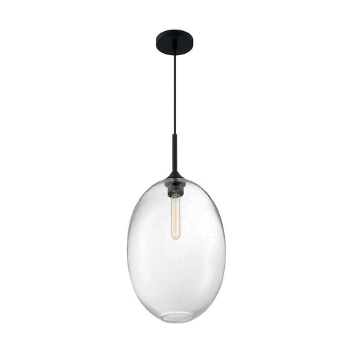 Nuvo Lighting Aria 12in 1-Light Pendant | Transitional Matte Black and Clear Seeded Glass | Kitchen Island & Dining Room | 11.63 x 23.25 in | Model 60-7028