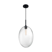 Nuvo Lighting Aria 12in 1-Light Pendant | Transitional Matte Black and Clear Seeded Glass | Kitchen Island & Dining Room | 11.63 x 23.25 in | Model 60-7028