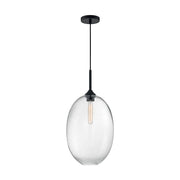 Nuvo Lighting Aria 12in 1-Light Pendant | Transitional Matte Black and Clear Seeded Glass | Kitchen Island & Dining Room | 11.63 x 23.25 in | Model 60-7028