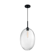 Nuvo Lighting Aria 12in 1-Light Pendant | Transitional Matte Black and Clear Seeded Glass | Kitchen Island & Dining Room | 11.63 x 23.25 in | Model 60-7028