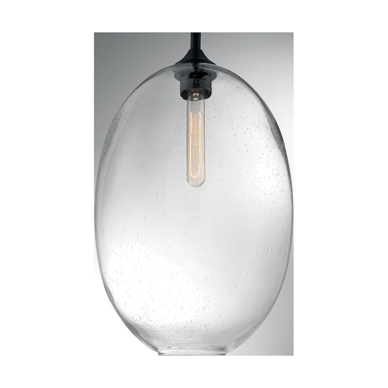 Nuvo Lighting Aria 12in 1-Light Pendant | Transitional Matte Black and Clear Seeded Glass | Kitchen Island & Dining Room | 11.63 x 23.25 in | Model 60-7028