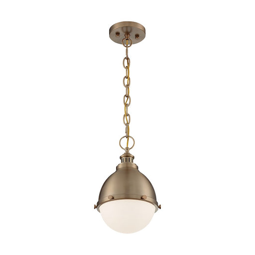 Nuvo Lighting Ronan 9in 1-Light Pendant | Vintage Burnished Brass and Etched Opal Glass | Kitchen Island & Dining Room | 8.88 x 8.88 x 14 | Model 60-7029