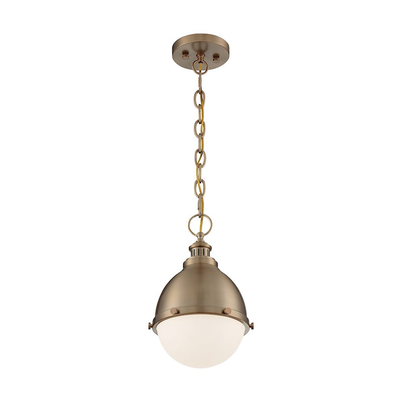 Nuvo Lighting Ronan 9in 1-Light Pendant | Vintage Burnished Brass and Etched Opal Glass | Kitchen Island & Dining Room | 8.88 x 8.88 x 14 | Model 60-7029