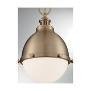 Nuvo Lighting Ronan 9in 1-Light Pendant | Vintage Burnished Brass and Etched Opal Glass | Kitchen Island & Dining Room | 8.88 x 8.88 x 14 | Model 60-7029