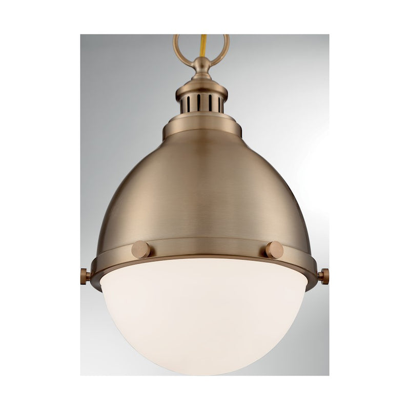 Nuvo Lighting Ronan 9in 1-Light Pendant | Vintage Burnished Brass and Etched Opal Glass | Kitchen Island & Dining Room | 8.88 x 8.88 x 14 | Model 60-7029