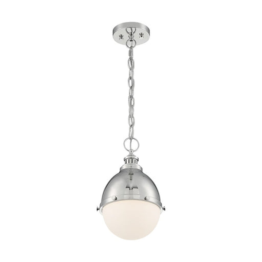 Nuvo Lighting Ronan 14in 1-Light Pendant | Vintage Polished Nickel and Etched Opal Glass | Kitchen Island & Dining Room | 8.88 x 14 in | Model 60-7030