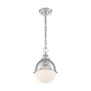 Nuvo Lighting Ronan 14in 1-Light Pendant | Vintage Polished Nickel and Etched Opal Glass | Kitchen Island & Dining Room | 8.88 x 14 in | Model 60-7030