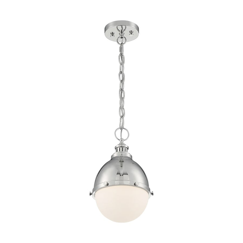 Nuvo Lighting Ronan 14in 1-Light Pendant | Vintage Polished Nickel and Etched Opal Glass | Kitchen Island & Dining Room | 8.88 x 14 in | Model 60-7030