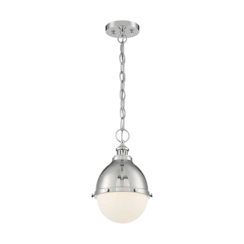 Nuvo Lighting Ronan 14in 1-Light Pendant | Vintage Polished Nickel and Etched Opal Glass | Kitchen Island & Dining Room | 8.88 x 14 in | Model 60-7030