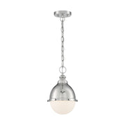 Nuvo Lighting Ronan 14in 1-Light Pendant | Vintage Polished Nickel and Etched Opal Glass | Kitchen Island & Dining Room | 8.88 x 14 in | Model 60-7030
