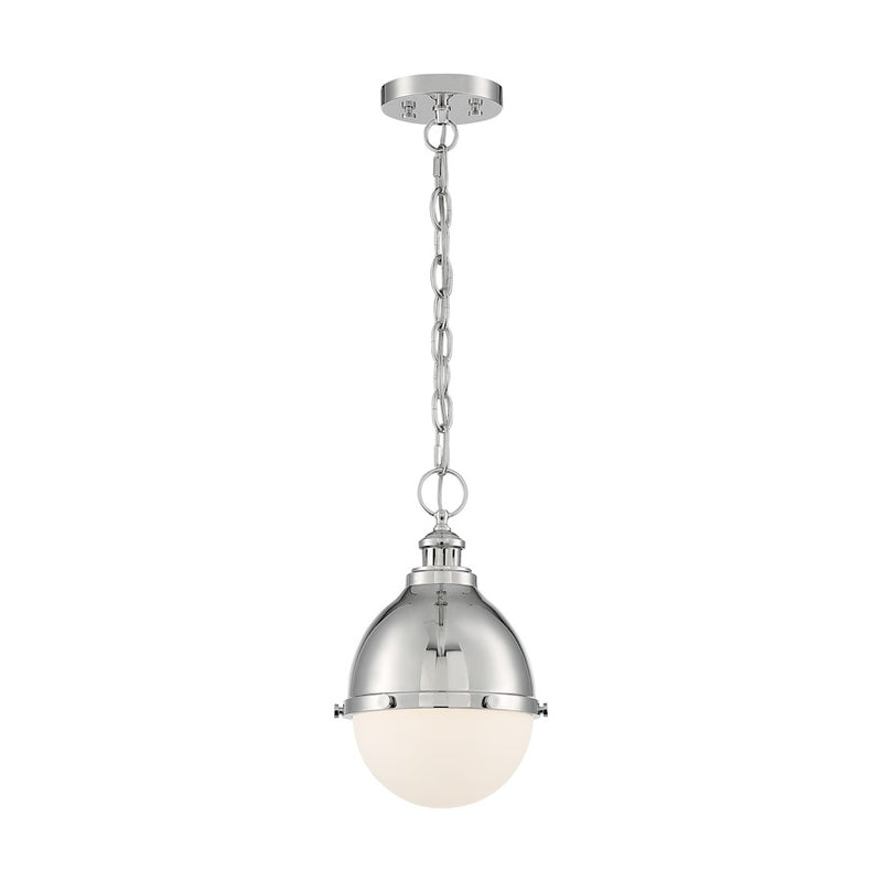 Nuvo Lighting Ronan 14in 1-Light Pendant | Vintage Polished Nickel and Etched Opal Glass | Kitchen Island & Dining Room | 8.88 x 14 in | Model 60-7030
