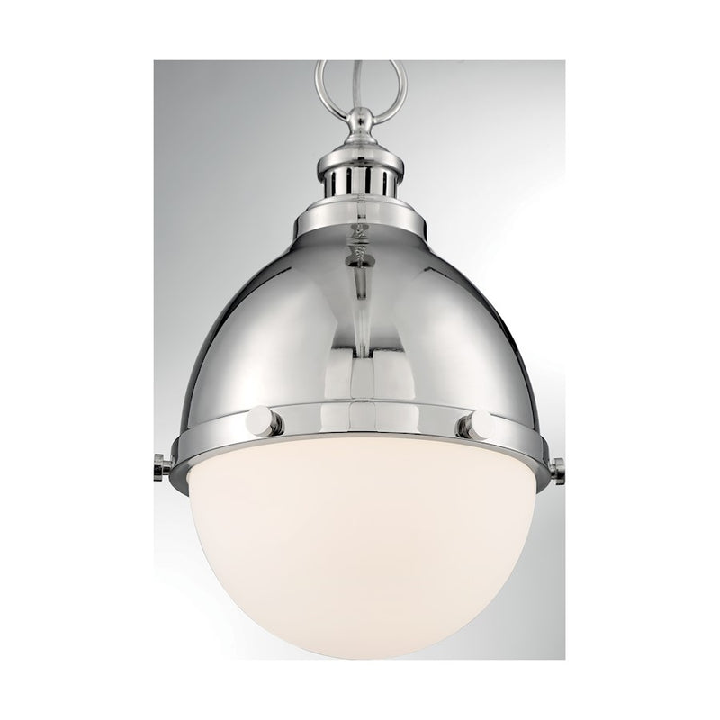 Nuvo Lighting Ronan 14in 1-Light Pendant | Vintage Polished Nickel and Etched Opal Glass | Kitchen Island & Dining Room | 8.88 x 14 in | Model 60-7030