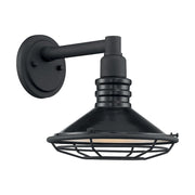 Nuvo Lighting Blue Harbor 10in 1-Light Wall Sconce | Nautical Gloss Black and Silver Metal | Outdoor Covered Patio & Entryway | 9.75 x 10 | Model 60-7031