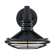 Nuvo Lighting Blue Harbor 10in 1-Light Wall Sconce | Nautical Gloss Black and Silver Metal | Outdoor Covered Patio & Entryway | 9.75 x 10 | Model 60-7031