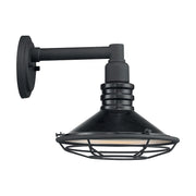 Nuvo Lighting Blue Harbor 10in 1-Light Wall Sconce | Nautical Gloss Black and Silver Metal | Outdoor Covered Patio & Entryway | 9.75 x 10 | Model 60-7031
