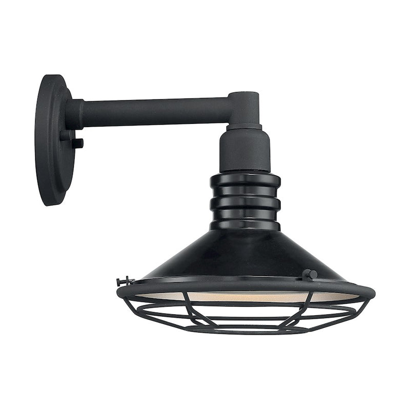 Nuvo Lighting Blue Harbor 10in 1-Light Wall Sconce | Nautical Gloss Black and Silver Metal | Outdoor Covered Patio & Entryway | 9.75 x 10 | Model 60-7031