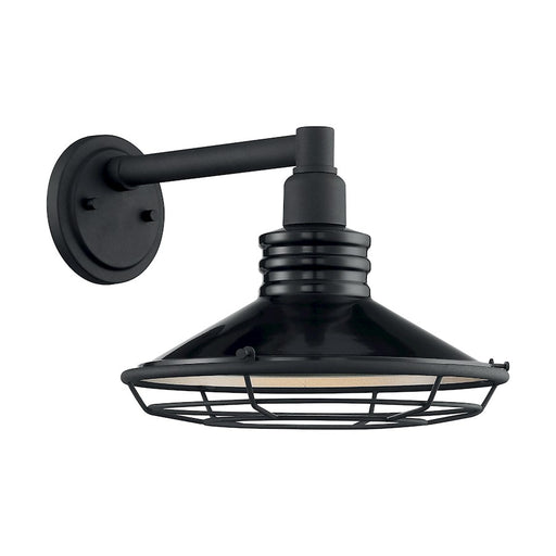 Nuvo Lighting Blue Harbor 12in 1-Light Wall Sconce | Nautical & Coastal Gloss Black and Silver | Indoor & Covered Patio | 12 x 10 in | Model 60-7032