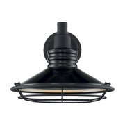 Nuvo Lighting Blue Harbor 12in 1-Light Wall Sconce | Nautical & Coastal Gloss Black and Silver | Indoor & Covered Patio | 12 x 10 in | Model 60-7032