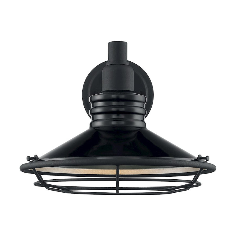 Nuvo Lighting Blue Harbor 12in 1-Light Wall Sconce | Nautical & Coastal Gloss Black and Silver | Indoor & Covered Patio | 12 x 10 in | Model 60-7032