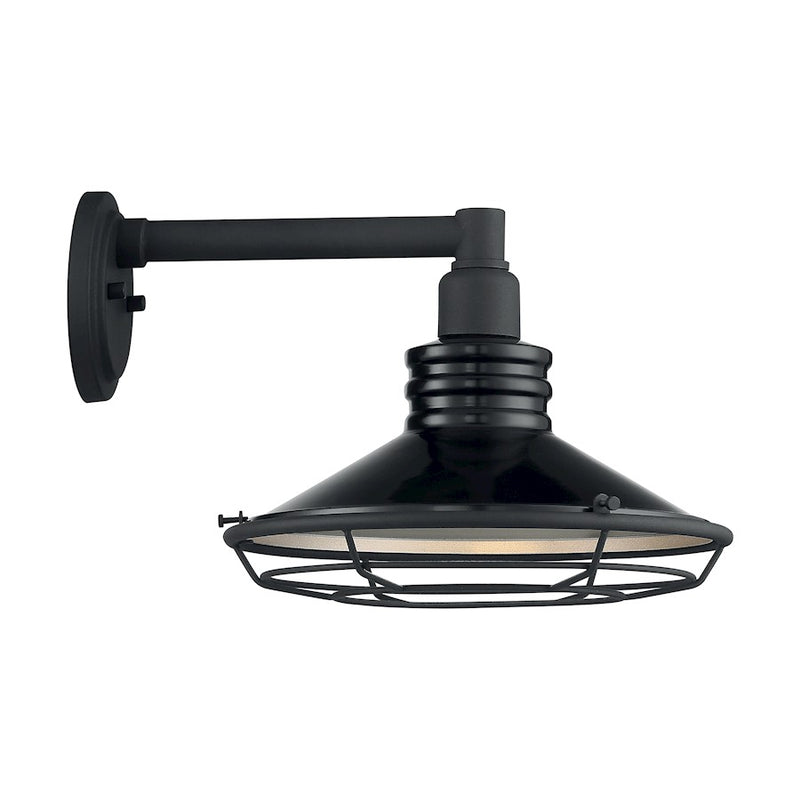 Nuvo Lighting Blue Harbor 12in 1-Light Wall Sconce | Nautical & Coastal Gloss Black and Silver | Indoor & Covered Patio | 12 x 10 in | Model 60-7032
