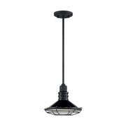 Nuvo Lighting Blue Harbor 10in 1-Light Pendant | Nautical & Coastal Gloss Black/Silver | Kitchen Island & Dining Room | 9.75 x 9.75 x 8.13 | Model 60-7033