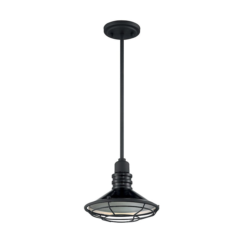 Nuvo Lighting Blue Harbor 10in 1-Light Pendant | Nautical & Coastal Gloss Black/Silver | Kitchen Island & Dining Room | 9.75 x 9.75 x 8.13 | Model 60-7033