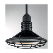 Nuvo Lighting Blue Harbor 10in 1-Light Pendant | Nautical & Coastal Gloss Black/Silver | Kitchen Island & Dining Room | 9.75 x 9.75 x 8.13 | Model 60-7033