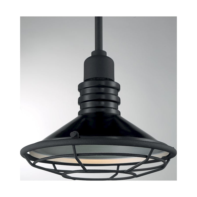 Nuvo Lighting Blue Harbor 10in 1-Light Pendant | Nautical & Coastal Gloss Black/Silver | Kitchen Island & Dining Room | 9.75 x 9.75 x 8.13 | Model 60-7033