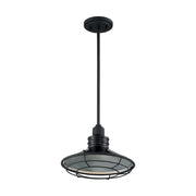 Nuvo Lighting Blue Harbor 12in 1-Light Pendant | Nautical & Coastal Gloss Black and Silver | Kitchen Island & Dining Room | 12 x 8 in | Model 60-7034