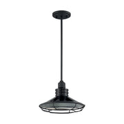 Nuvo Lighting Blue Harbor 12in 1-Light Pendant | Nautical & Coastal Gloss Black and Silver | Kitchen Island & Dining Room | 12 x 8 in | Model 60-7034