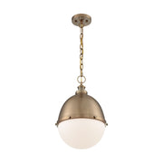 Nuvo Lighting Ronan 13in 1-Light Pendant | Vintage Burnished Brass and Etched Opal Glass | Kitchen Island & Dining Room | 12.63 x 12.63 x | Model 60-7039