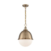 Nuvo Lighting Ronan 13in 1-Light Pendant | Vintage Burnished Brass and Etched Opal Glass | Kitchen Island & Dining Room | 12.63 x 12.63 x | Model 60-7039