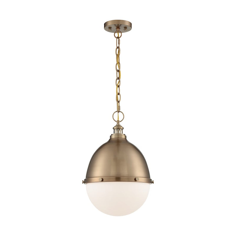 Nuvo Lighting Ronan 13in 1-Light Pendant | Vintage Burnished Brass and Etched Opal Glass | Kitchen Island & Dining Room | 12.63 x 12.63 x | Model 60-7039