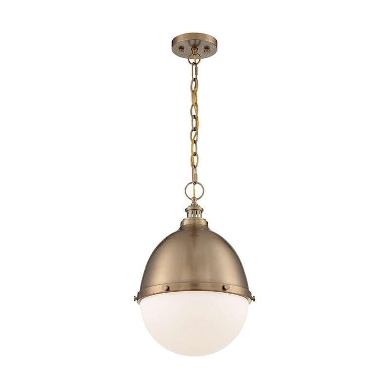 Nuvo Lighting Ronan 13in 1-Light Pendant | Vintage Burnished Brass and Etched Opal Glass | Kitchen Island & Dining Room | 12.63 x 12.63 x | Model 60-7039