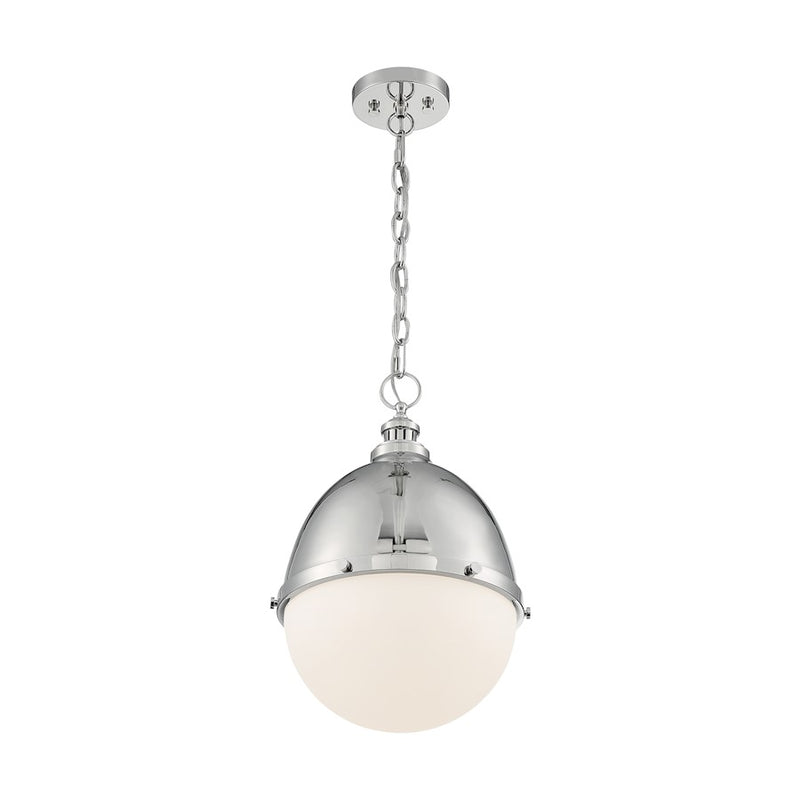 Nuvo Lighting Ronan 19in 1-Light Pendant | Vintage Polished Nickel and Etched Opal Glass | Kitchen Island & Dining Room | 12.63 x 18.63 in | Model 60-7040