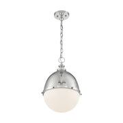 Nuvo Lighting Ronan 19in 1-Light Pendant | Vintage Polished Nickel and Etched Opal Glass | Kitchen Island & Dining Room | 12.63 x 18.63 in | Model 60-7040