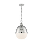 Nuvo Lighting Ronan 19in 1-Light Pendant | Vintage Polished Nickel and Etched Opal Glass | Kitchen Island & Dining Room | 12.63 x 18.63 in | Model 60-7040