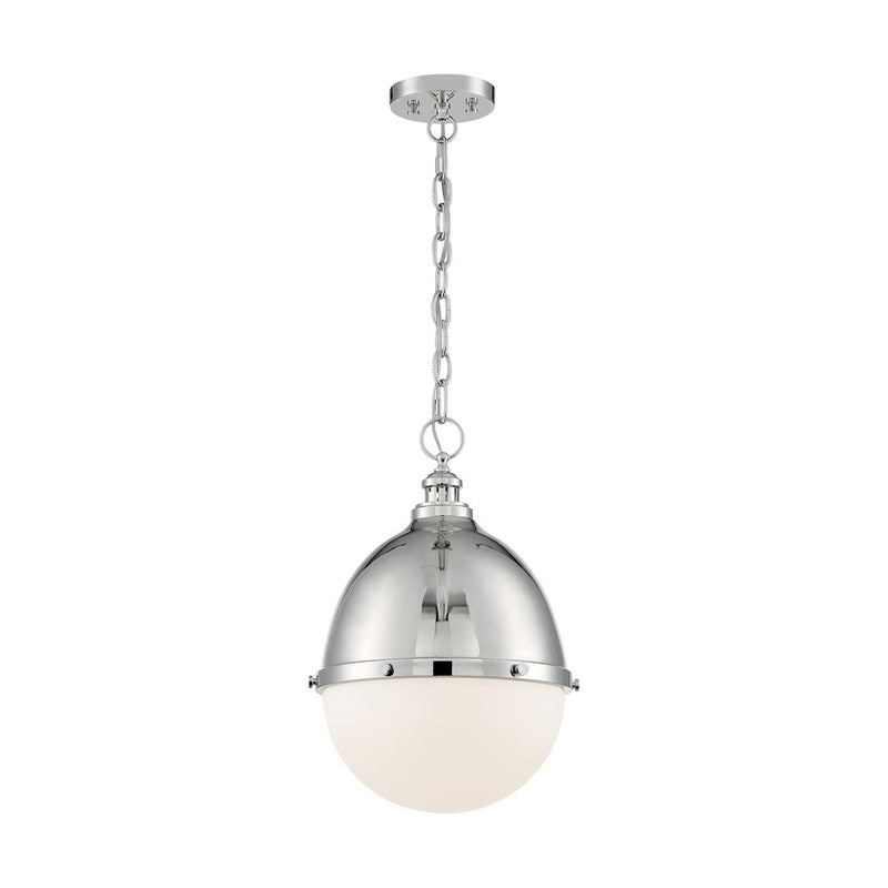 Nuvo Lighting Ronan 19in 1-Light Pendant | Vintage Polished Nickel and Etched Opal Glass | Kitchen Island & Dining Room | 12.63 x 18.63 in | Model 60-7040
