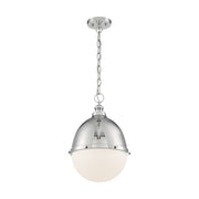 Nuvo Lighting Ronan 19in 1-Light Pendant | Vintage Polished Nickel and Etched Opal Glass | Kitchen Island & Dining Room | 12.63 x 18.63 in | Model 60-7040