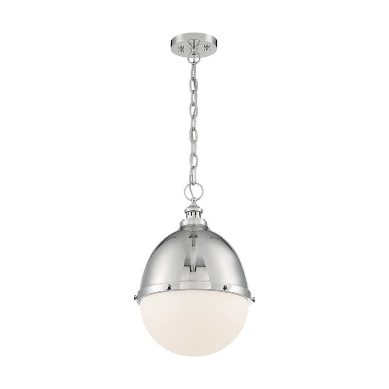 Nuvo Lighting Ronan 19in 1-Light Pendant | Vintage Polished Nickel and Etched Opal Glass | Kitchen Island & Dining Room | 12.63 x 18.63 in | Model 60-7040